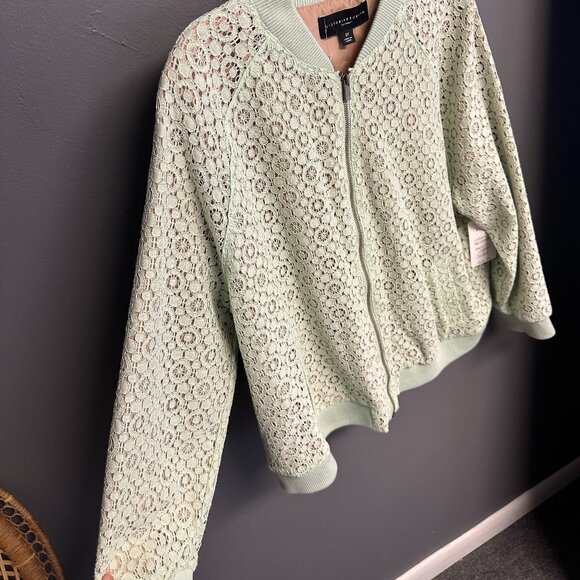 Victoria Beckman Mint Eyelet Lace Womens Plus Size 2X Zip Up Spring Jacket - Picture 5 of 5